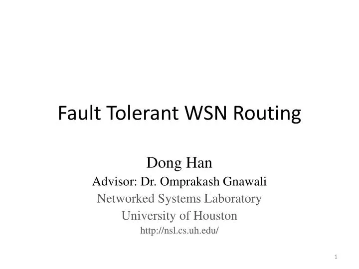 fault tolerant wsn routing