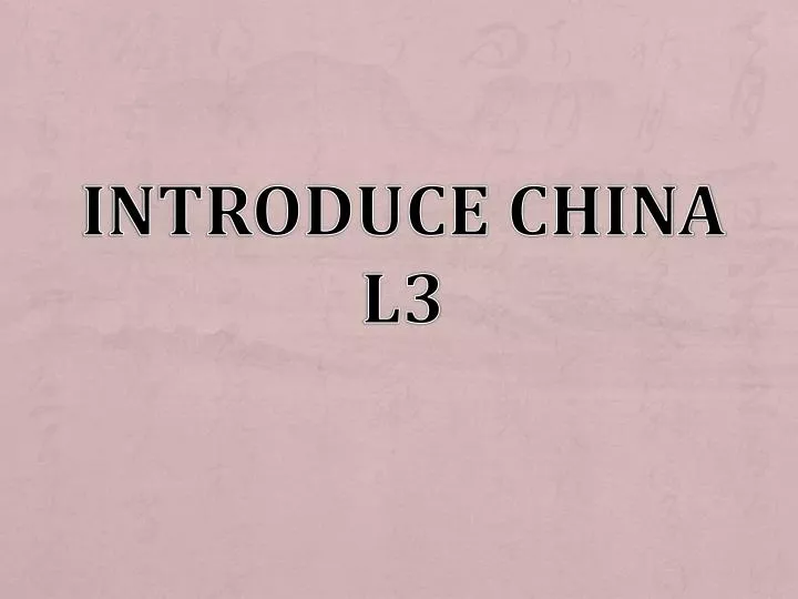 introduce china l3