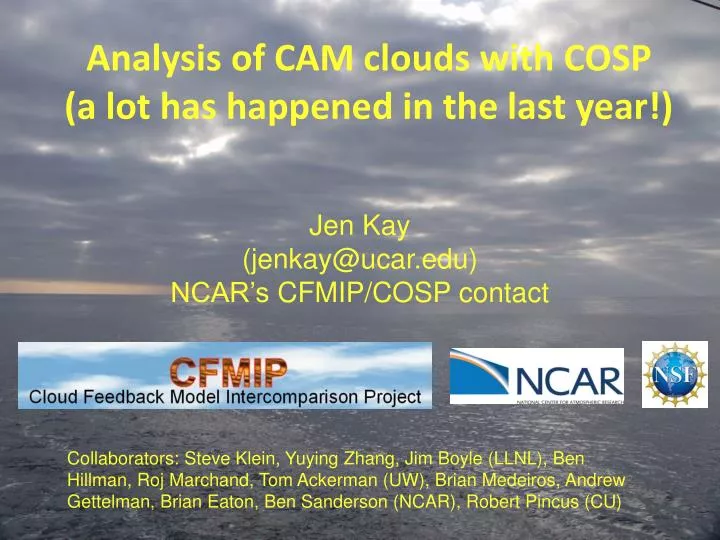 analysis of cam clouds with cosp a lot has happened in the last year