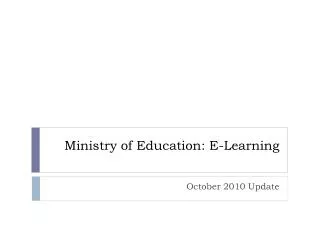 Ministry of Education: E-Learning
