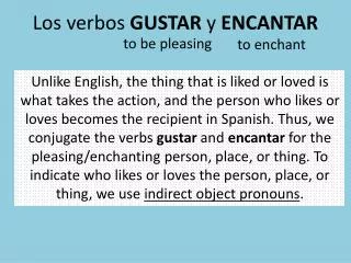 Los verbos GUSTAR y ENCANTAR