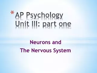 AP Psychology Unit III: part one