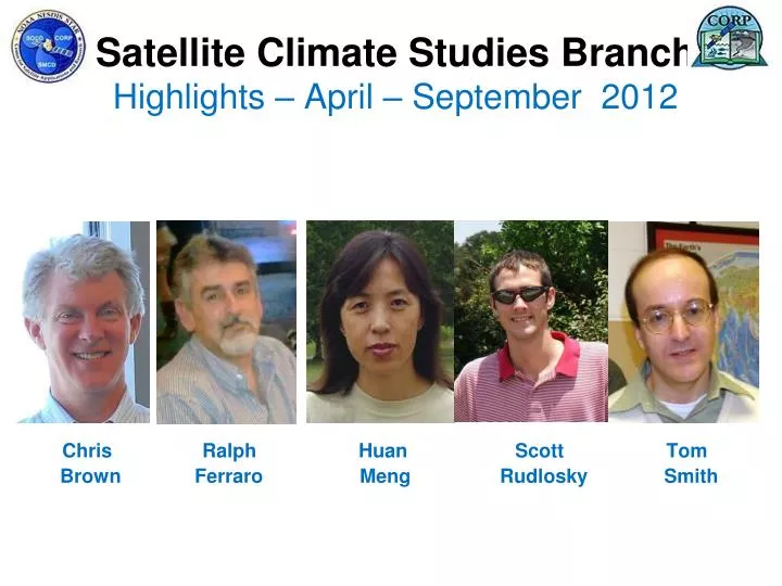 satellite climate studies branch highlights april september 2012