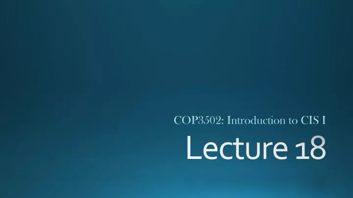 cop3502 introduction to cis i