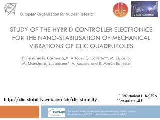 * PhD student ULB-CERN * * Associate ULB