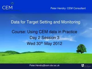 Data for Target Setting and Monitoring