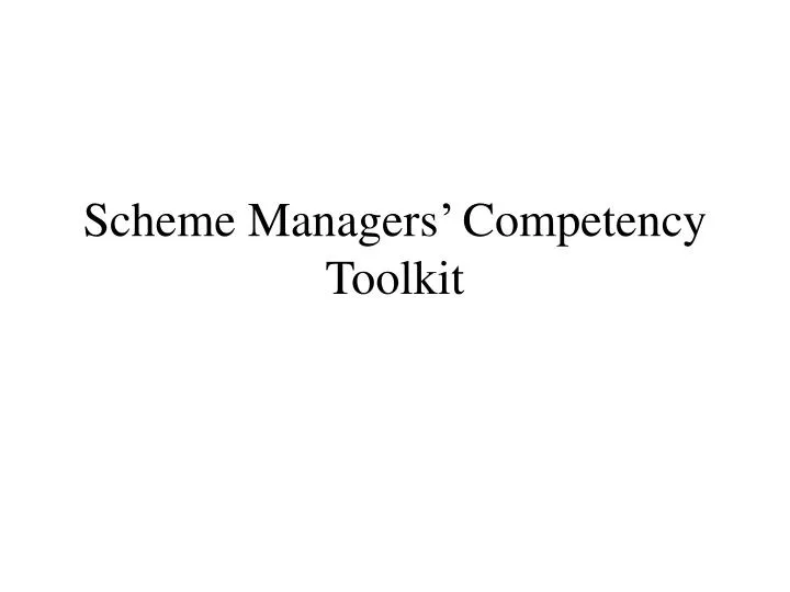 scheme managers competency toolkit