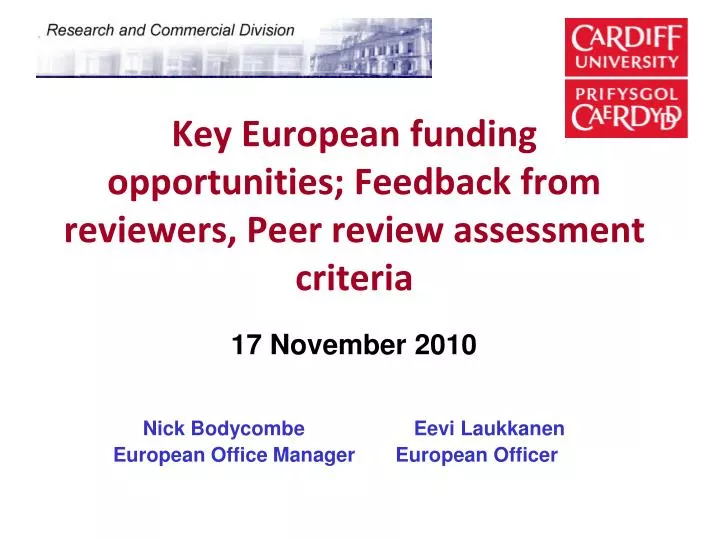 key european funding opportunities feedback from reviewers peer review assessment criteria