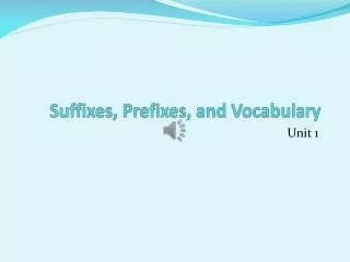 Suffixes, Prefixes, and Vocabulary