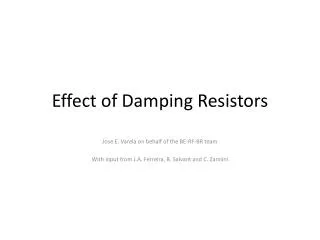 Effect of Damping Resistors