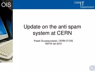 Update on the anti spam system at CERN