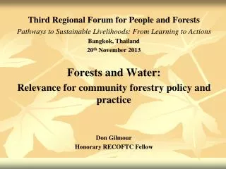 Third Regional Forum for People and Forests