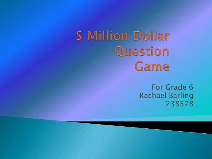 million dollar question game