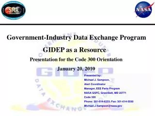 Government-Industry Data Exchange Program GIDEP as a Resource