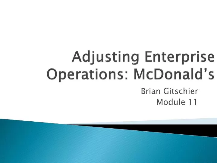 adjusting enterprise operations mcdonald s