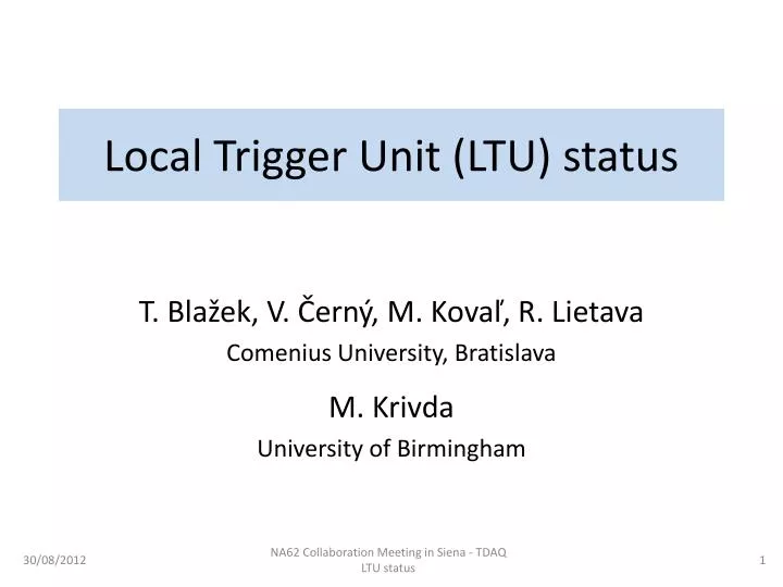 local trigger unit ltu status