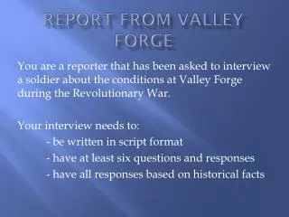 report from valley forge