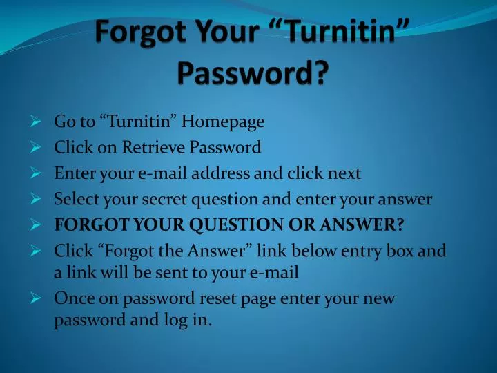 forgot your turnitin password