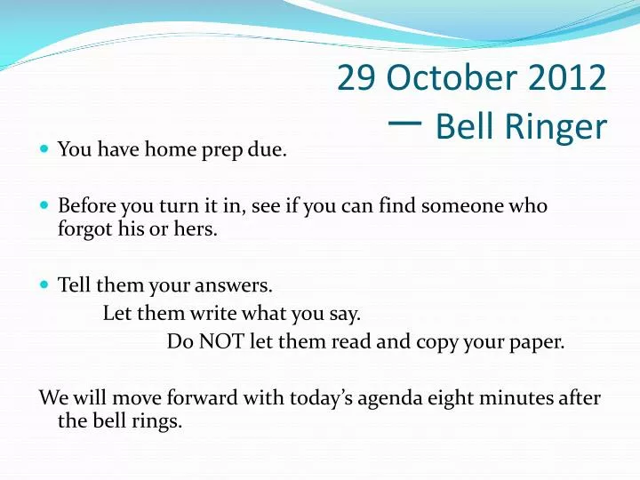 29 october 2012 bell ringer