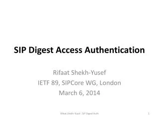 SIP Digest Access Authentication