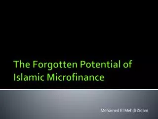 The Forgotten Potential of Islamic Microfinance