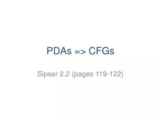 PDAs =&gt; CFGs