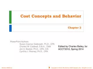 Cost Concepts and Behavior