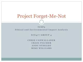 Project Forget-Me-Not