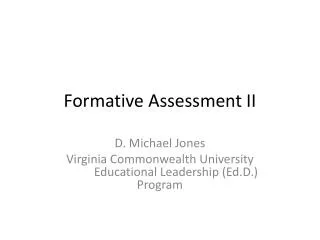 Formative Assessment II