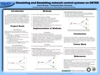Simulating and Emulating network control systems on DETER