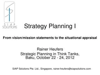 Strategy Planning I