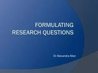 Formulating research questions