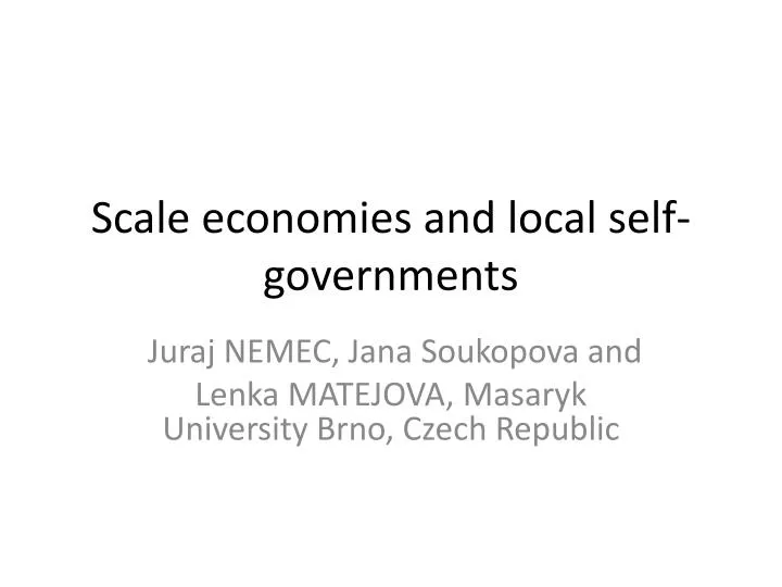 scale economies and local self governments