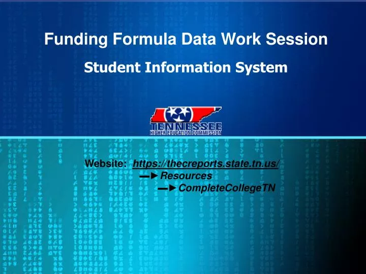 funding formula data work session