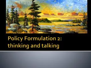 Policy Formulation 2: thinking and talking