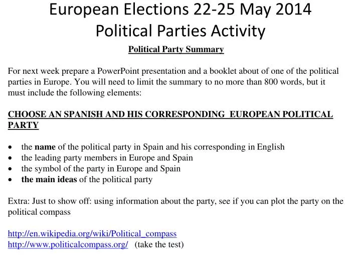 european elections 22 25 may 2014 political parties activity