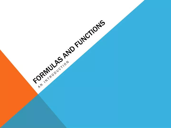 formulas and functions