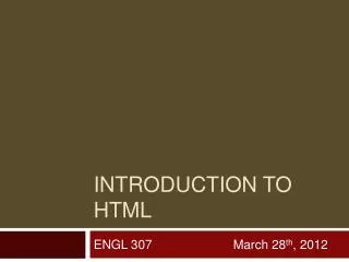 Introduction to html