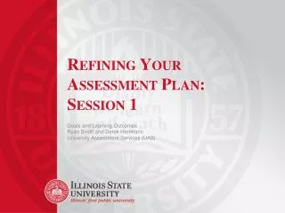 Refining Your Assessment Plan: Session 1