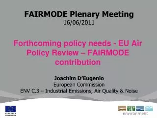 FAIRMODE Plenary Meeting 16/06/2011