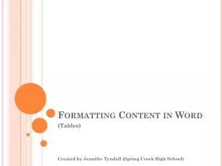 Formatting Content in Word