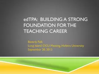 ed TPA : Building a Strong Foundation for the teaching career