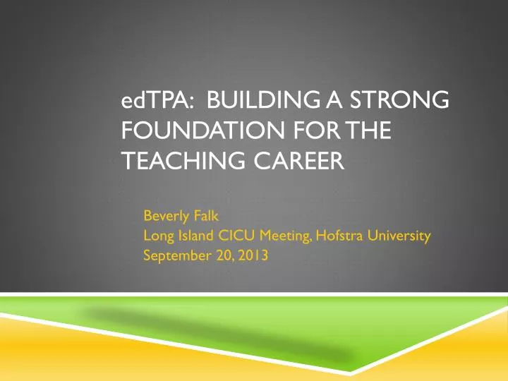 ed tpa building a strong foundation for the teaching career