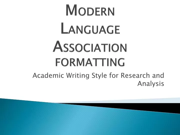 m odern l anguage a ssociation formatting