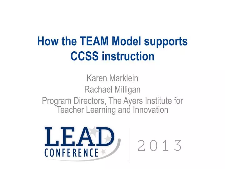 how the team model supports ccss instruction