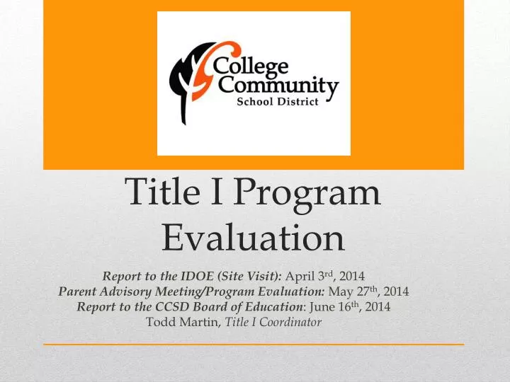 title i program evaluation