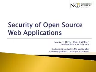 Security of Open Source Web Applications