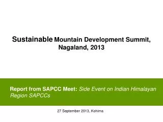 Report from SAPCC Meet: Side Event on Indian Himalayan Region SAPCCs