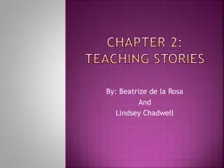 Chapter 2: Teaching Stories
