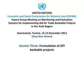 Session Three: Formulation of AfT bankable projects